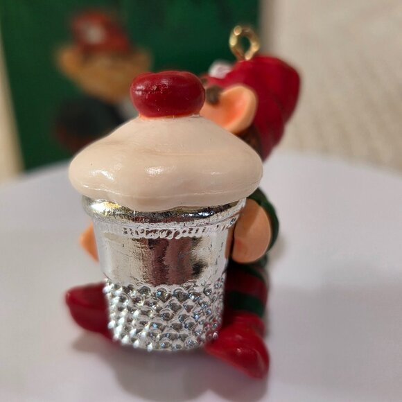 1983 Hallmark Keepsake Ornament Thimble Elf #6 Ice Cream Holiday Christmas NIB - Picture 5 of 11